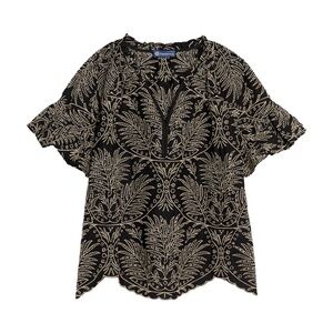 Democracy Black and Cream Patterned Top